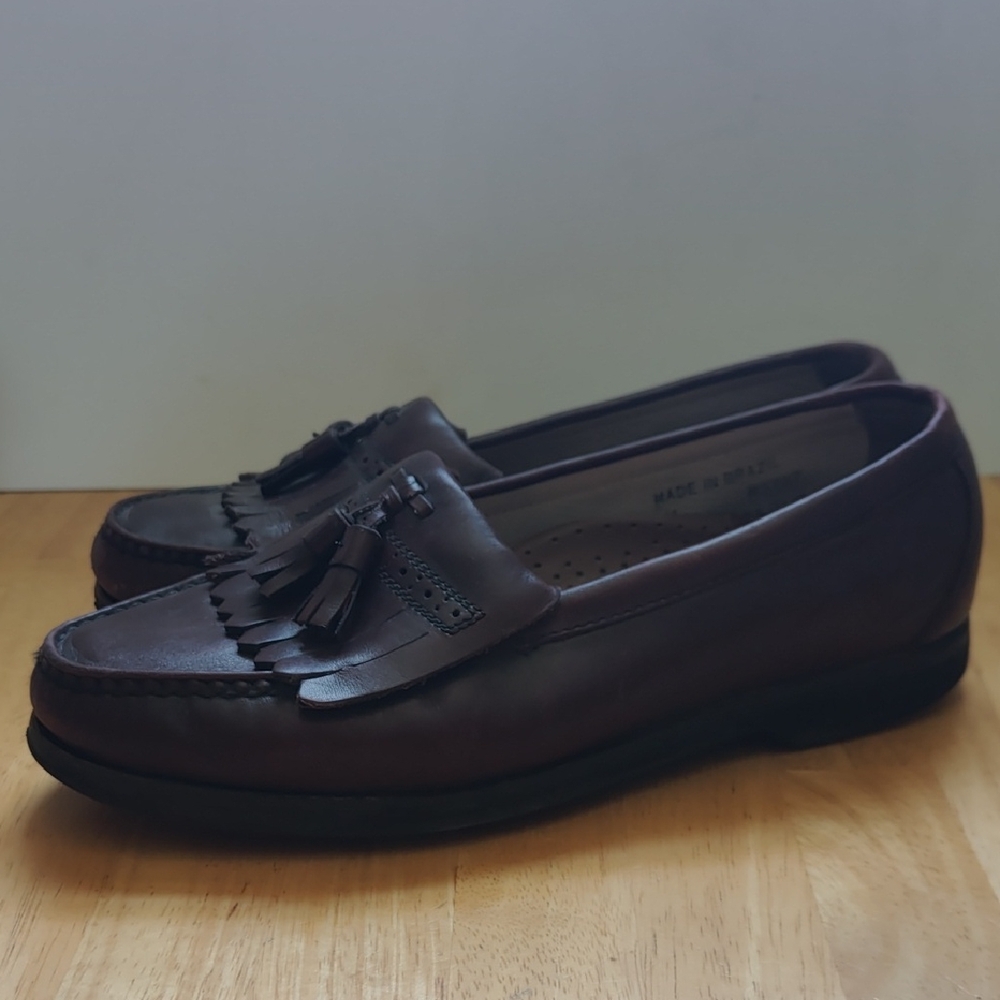 ecco mens brown oxblood tassle slip on loafers sz 9W
